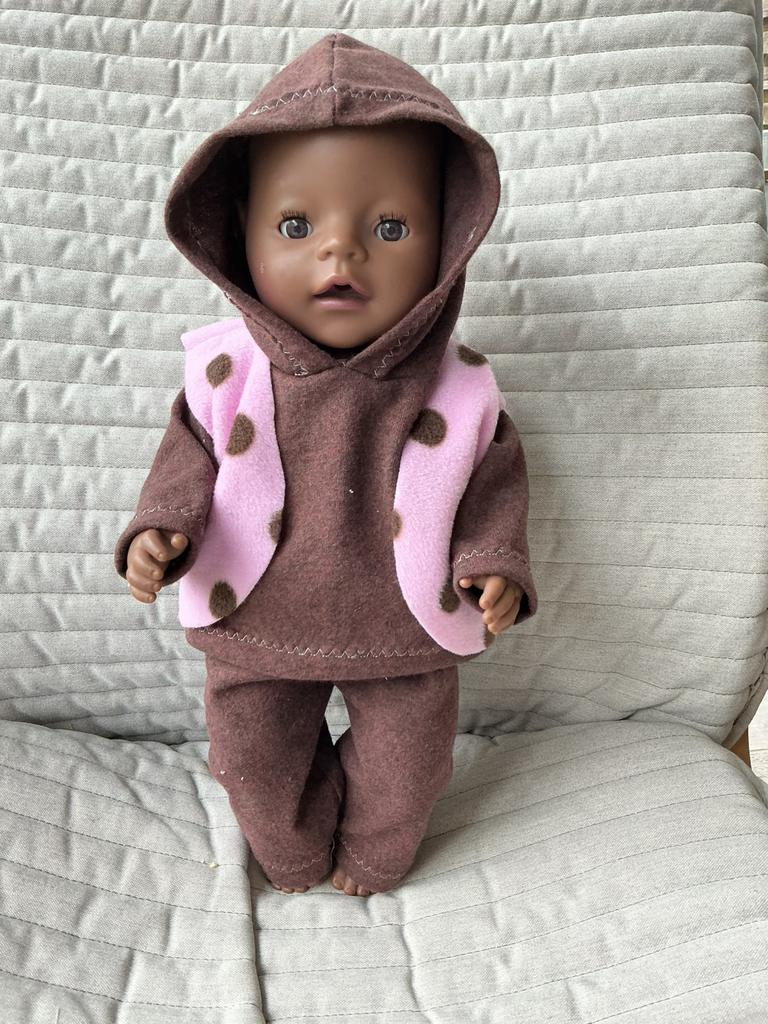 54. Babyborn: Nieuw bruine jogging met vestje, Ophalen of Verzenden, Nieuw, Babypop