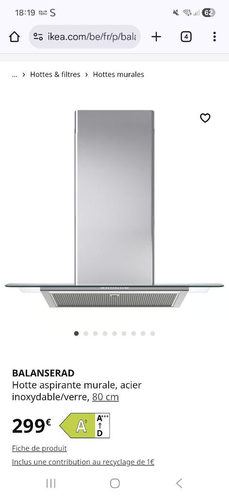 Hotte ikea, Electroménager, Neuf, Moteur, Hotte murale, Enlèvement