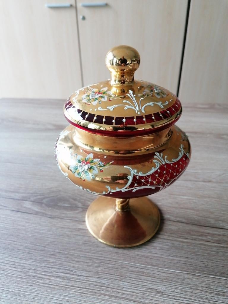 Murano schaal (hoogte 20 cm) 24 krt goud versierd, Antiek en Kunst, Ophalen