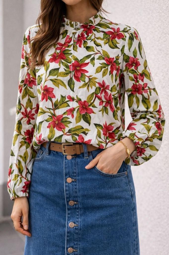 Blouse met bloemen lange mouwen maat S Zara, Kleding | Dames, Blouses en Tunieken, Zara, Ophalen of Verzenden, Nieuw, Maat 36 (S)