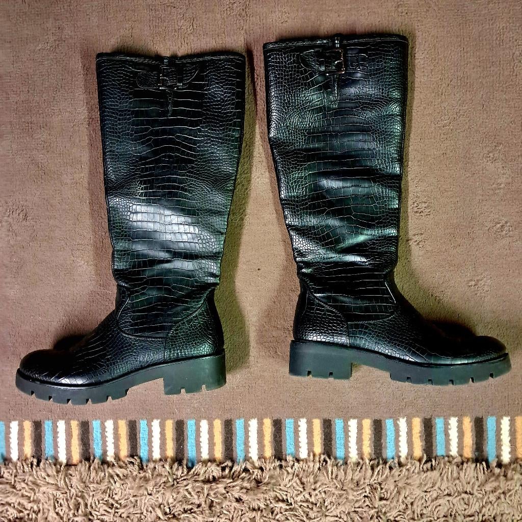 Trendy hoge dameslaarzen (37), Kleding | Dames, Hoge laarzen, Zwart, Ophalen of Verzenden, Zo goed als nieuw