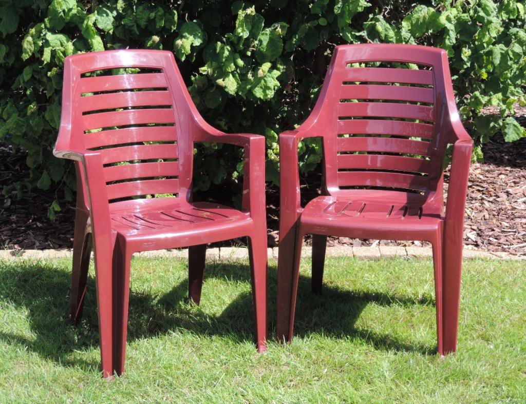 chaises de jardin robustes et confortables (2 pièces), Enlèvement, Empilable