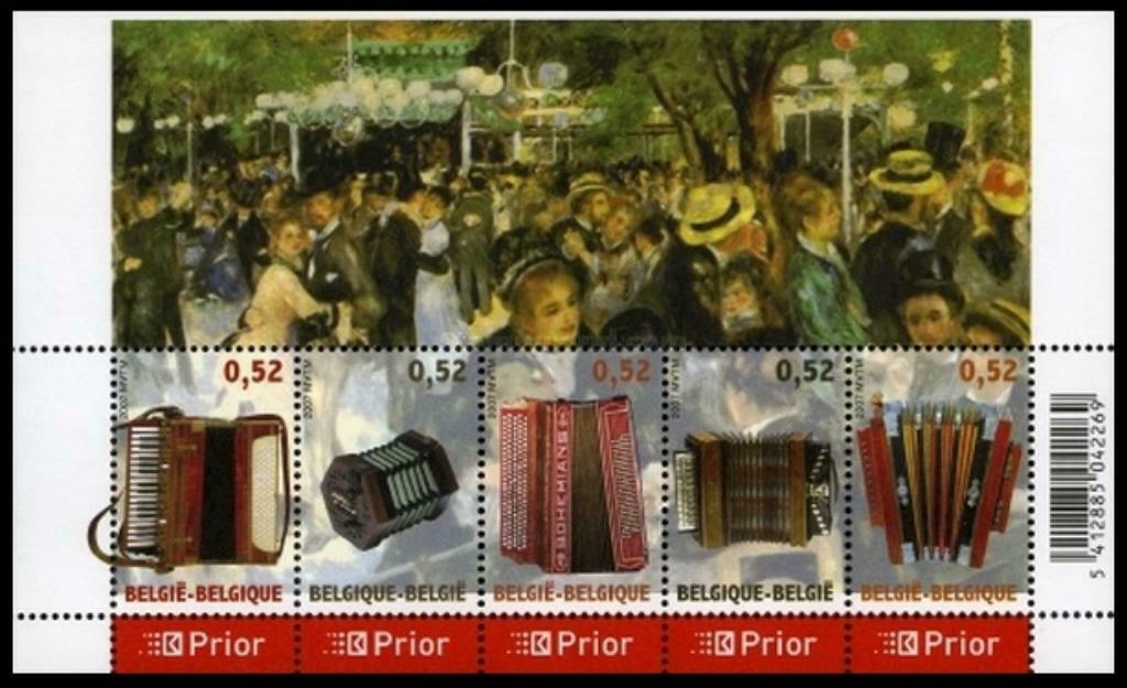 BL139 Musique L’accordéon « Le Moulin de la Galette » Renoir, Enlèvement ou Envoi, Timbre-poste, Neuf, Musique