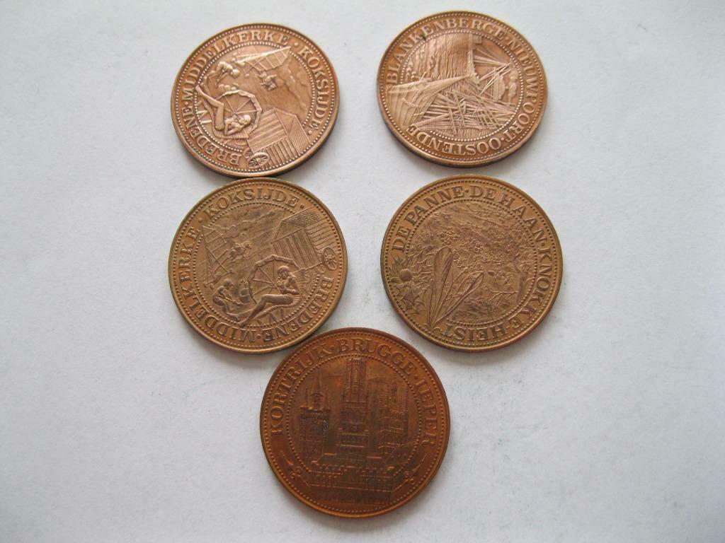 Gemeente penningen 5 stuks, Ophalen of Verzenden