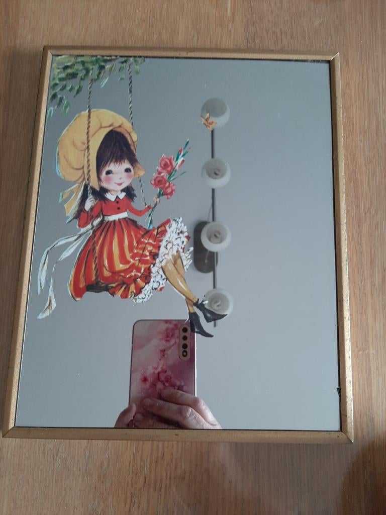 Cadre miroir vintage fille sur balançoire, Enlèvement ou Envoi