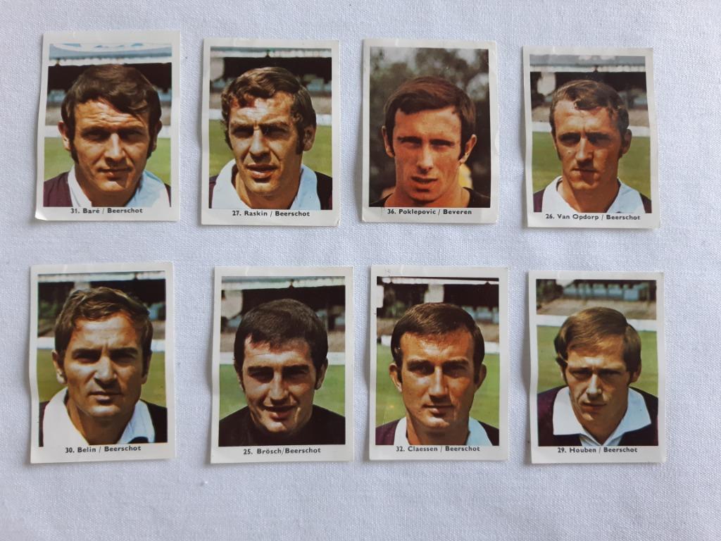 8 cartes chromos football Milou Bubble-Gum Bobbie 2ème 1970, Collections, Enlèvement ou Envoi, Utilisé, Cartes de joueur
