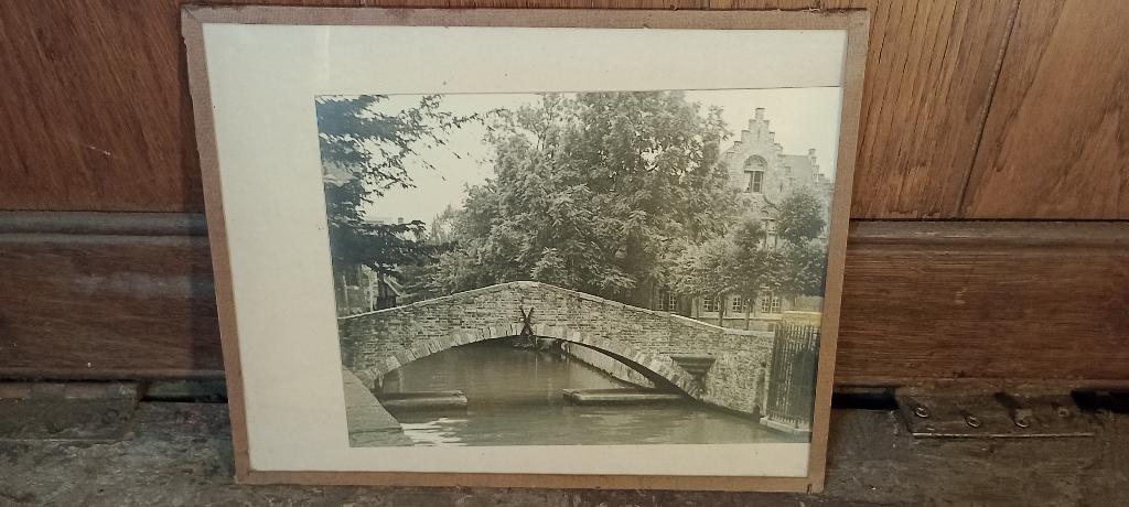 Oude foto Brugse stenen brug, 30x24, n153, Ophalen of Verzenden, Foto