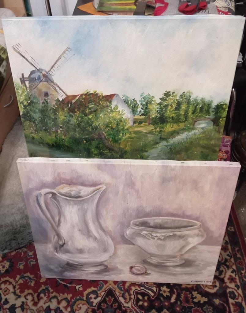 2 x schilderij c.hoenraet (2), Antiek en Kunst, Ophalen