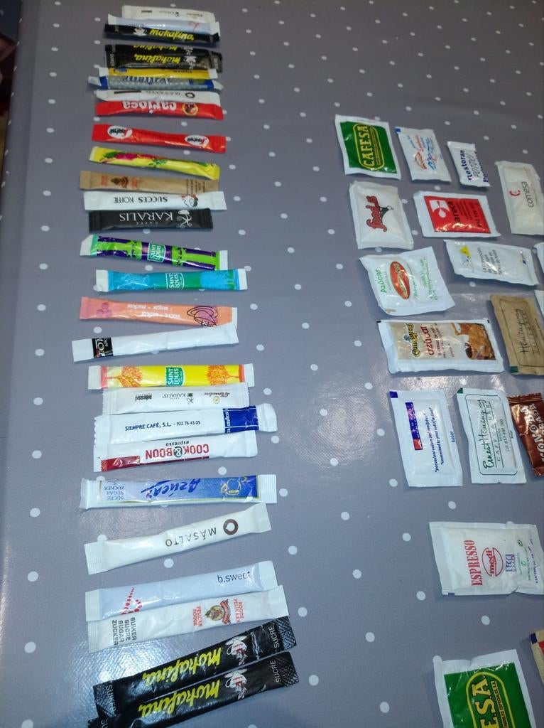 Collection de sachets de sucre +/- 90-100 pièces, Collections, Sachets de sucre, Enlèvement ou Envoi