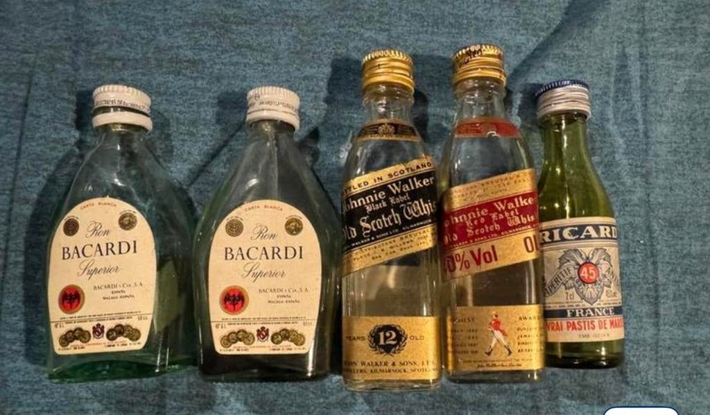 Bacardi, Johnnie Walker et Ricard mignonettes années 80, Enlèvement ou Envoi, Utilisé