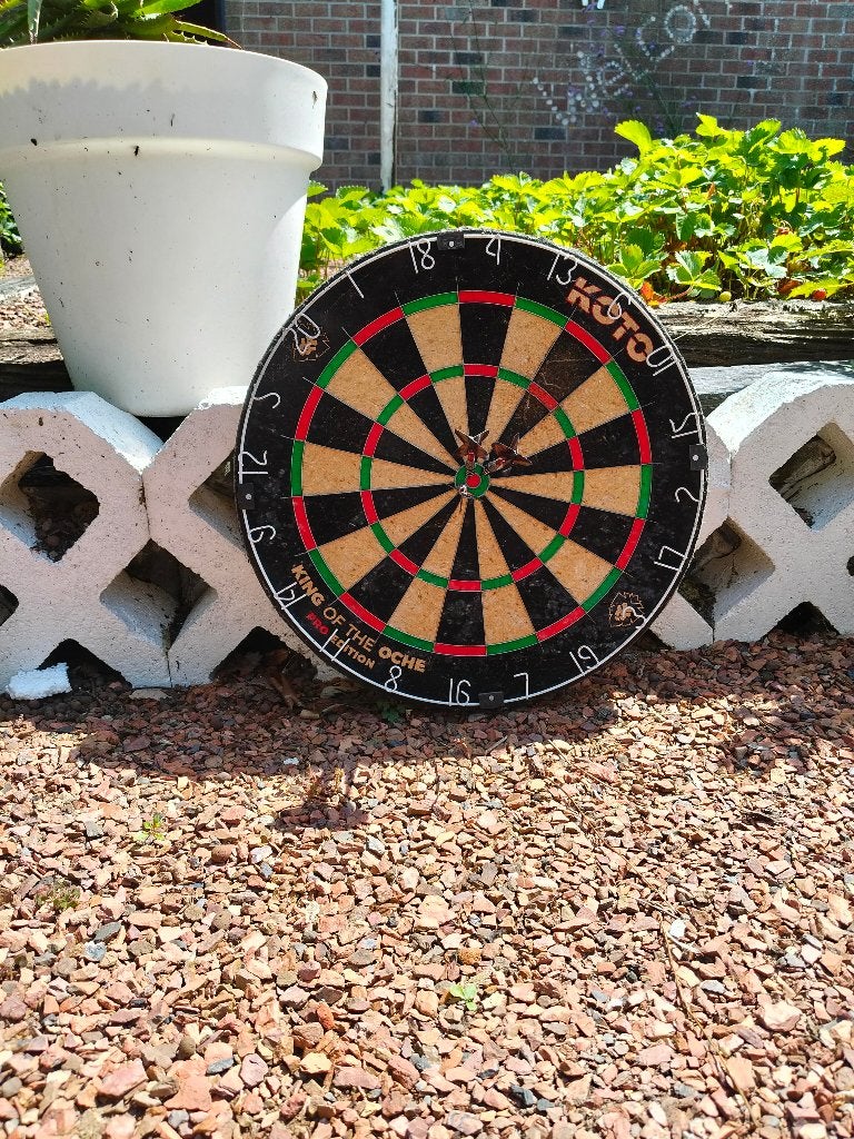 Darts blok, met 3 pijltjes gram ? Pijltjes is niets aan., Sport en Fitness, Ophalen, Gebruikt, Dartbord met pijlen