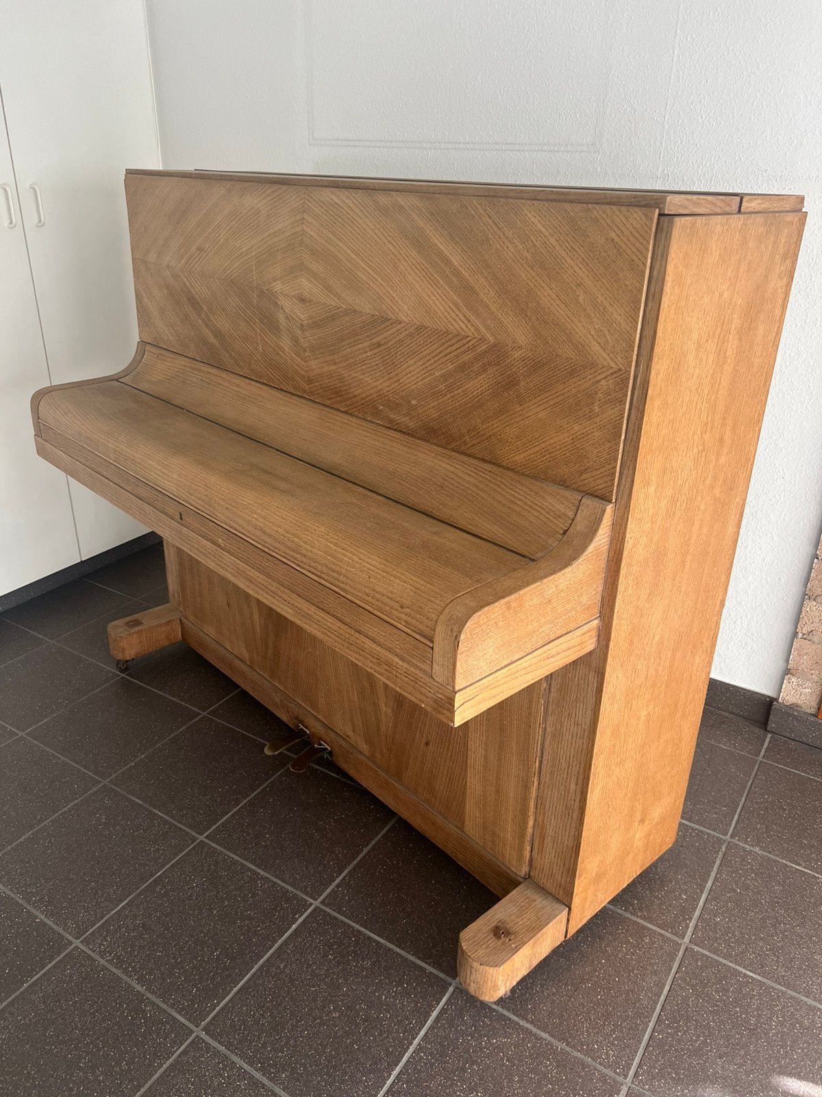 rechtopstaande piano van F. Adam uit Krefeld, Duitsland, Ophalen, Gebruikt, Bruin, Piano