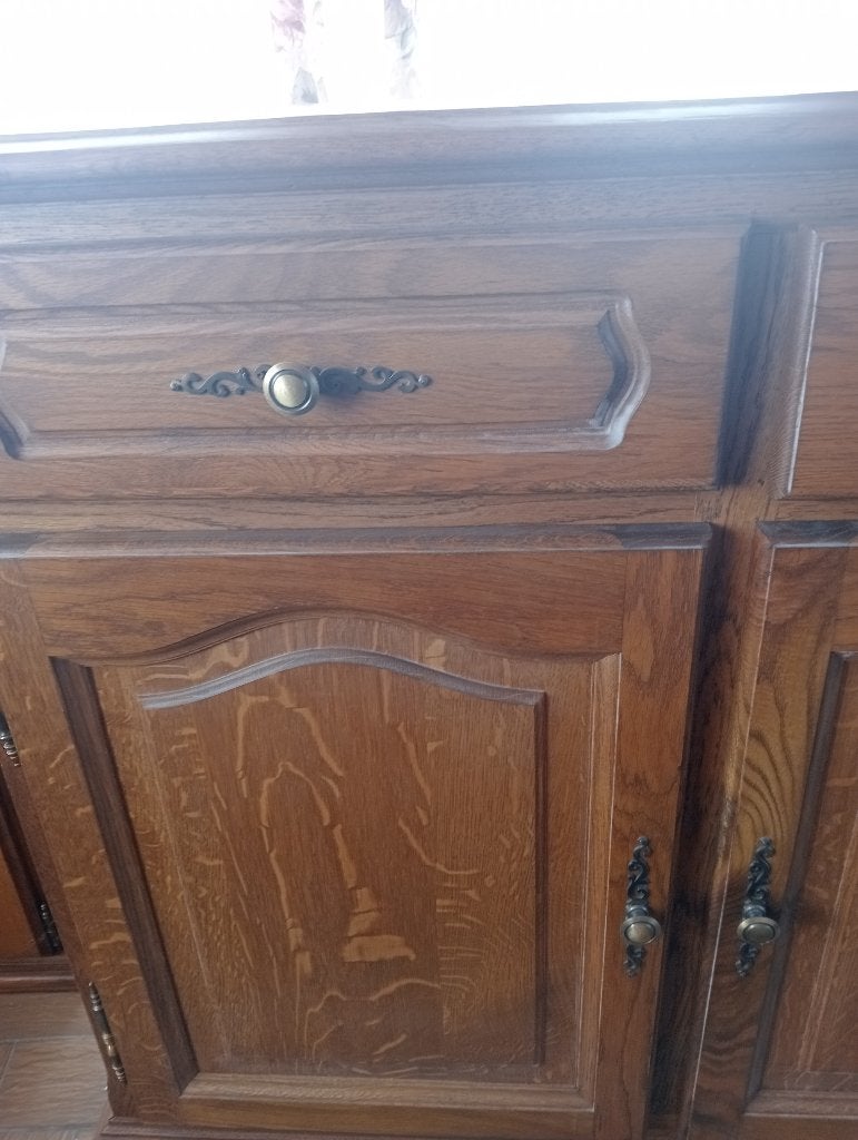 Vintage eiken dressoir, Ophalen, Eikenhout, 25 tot 50 cm, Met lade(s)