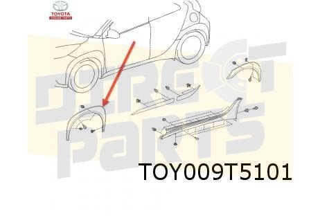 Toyota Aygo X (3/22-) wielkuiplijst Links (zwart) Origineel!, -, Verzenden, -, Nieuw