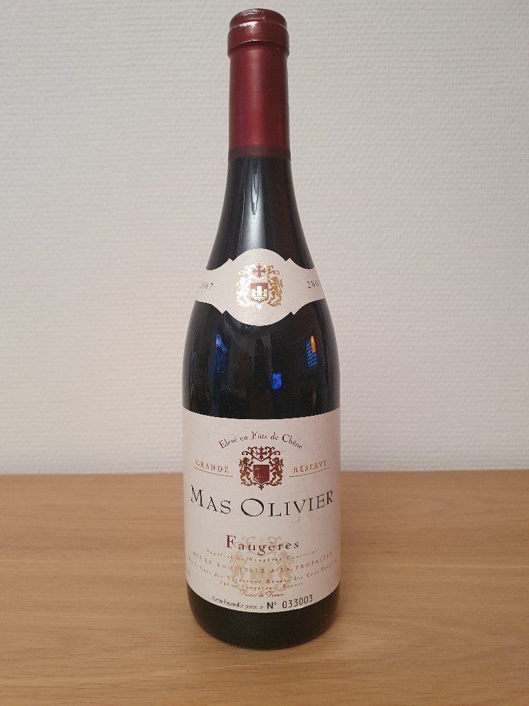 MAS OLIVIER - 2007 - Faugères Grande Réserve, Collections, Vins, Neuf, Enlèvement ou Envoi, Pleine, Vin rouge