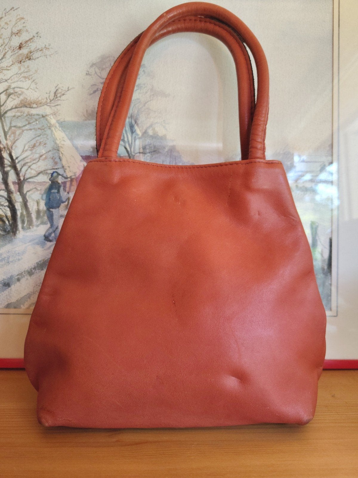 Oranje lederen handtasje van flora-fleur, Enlèvement, Utilisé, Orange, Sac de soirée