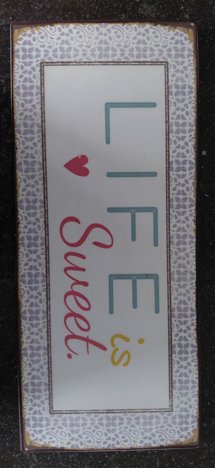 Metalen decoratiebord " Life is sweet", Metaal, 33 cm, Decoratieobject, 13 cm