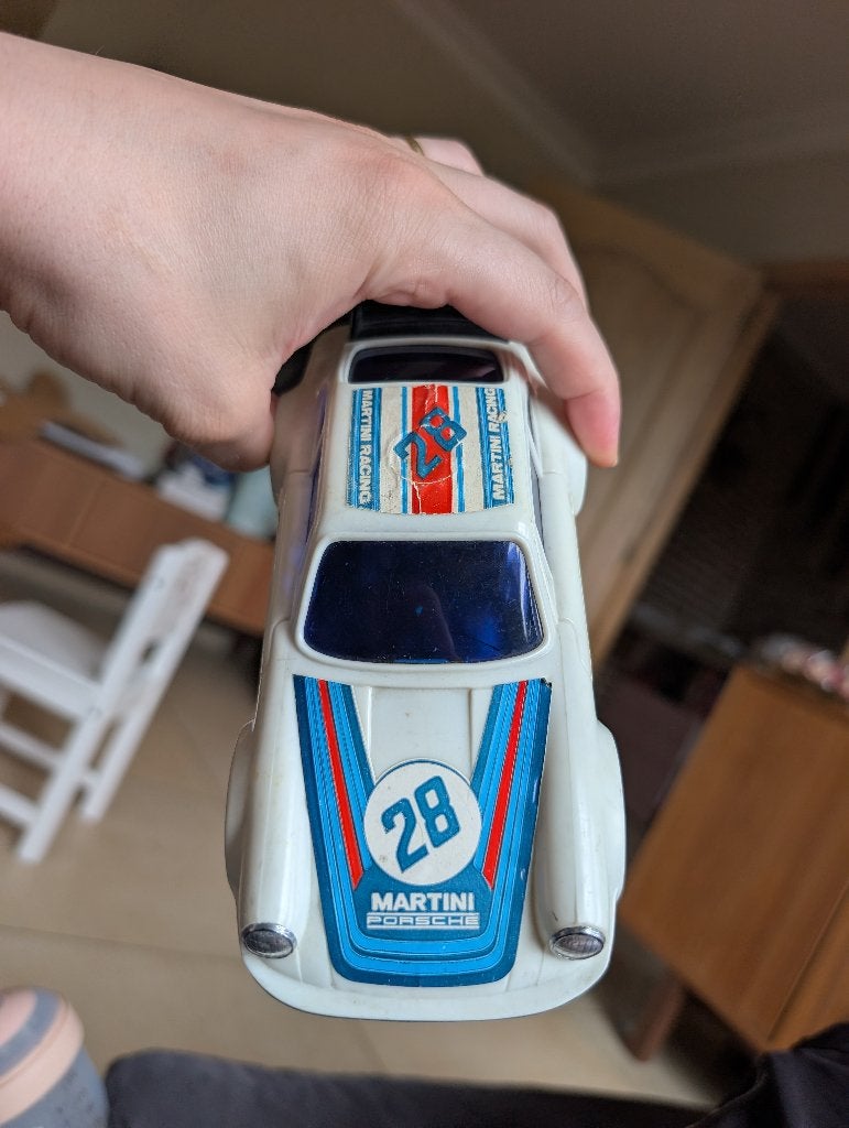 Vintage Porsche Martini Racing #28 speelgoedauto, Ophalen of Verzenden, Gebruikt, Auto's