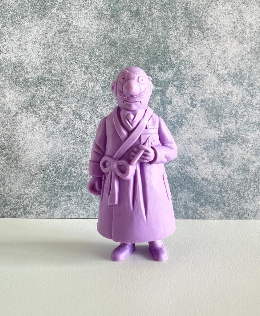 Figurine Rastapopoulos mauve - Tintin Esso 1973, Collections, Statue ou Figurine, Tintin, Enlèvement ou Envoi, Aucun