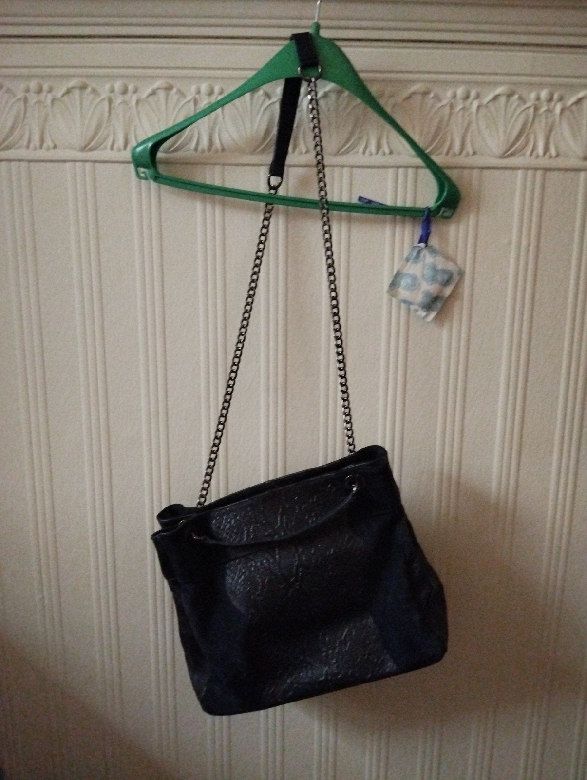 donker blauwe leren handtas, Handtassen en Accessoires, Ophalen, Handtas