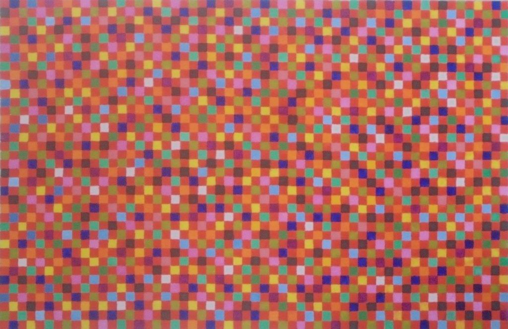 groot olieschilderij abstract kubus (75x115), Ophalen of Verzenden
