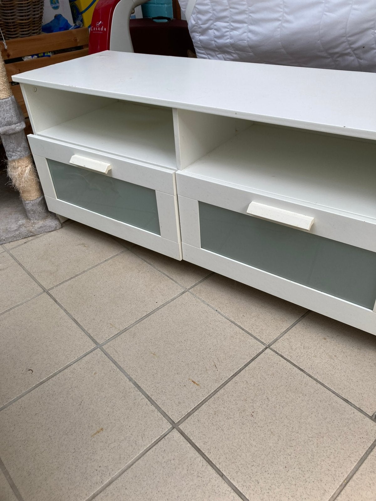 Witte kast TV kast, Huis en Inrichting, Ophalen, Gebruikt