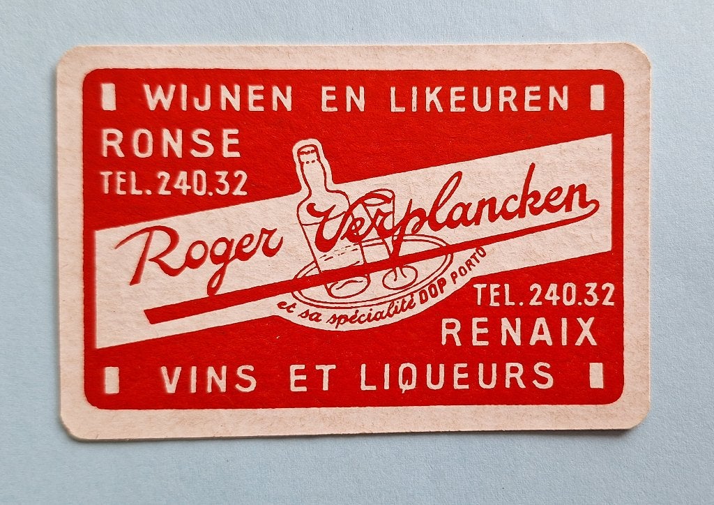 Speelkaart Ronse_Verplancken wijnen & likeuren_rood_317, Verzamelen, Speelkaarten, Jokers en Kwartetten, Gebruikt, Speelkaart(en)