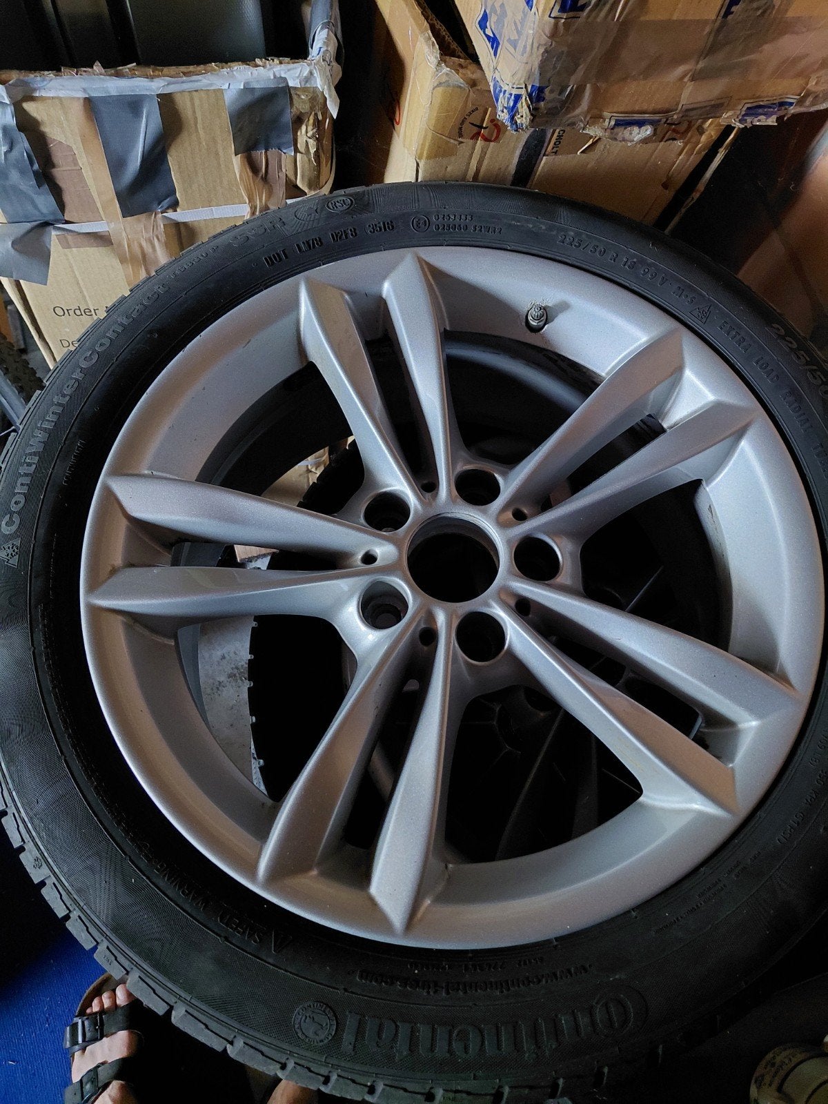 alu velgen 18" BMW 5x120 met winterbanden continental, Pneus hiver, Enlèvement, Utilisé, 225 mm