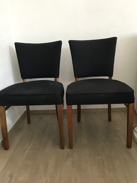 Zwarte stoelen met mooie houten poten, Ophalen, Zo goed als nieuw, Hout