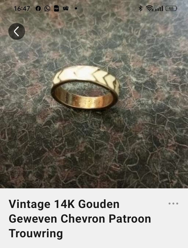 ring patroon vergulde ring, Handtassen en Accessoires, Ophalen of Verzenden, Gebruikt, Goud