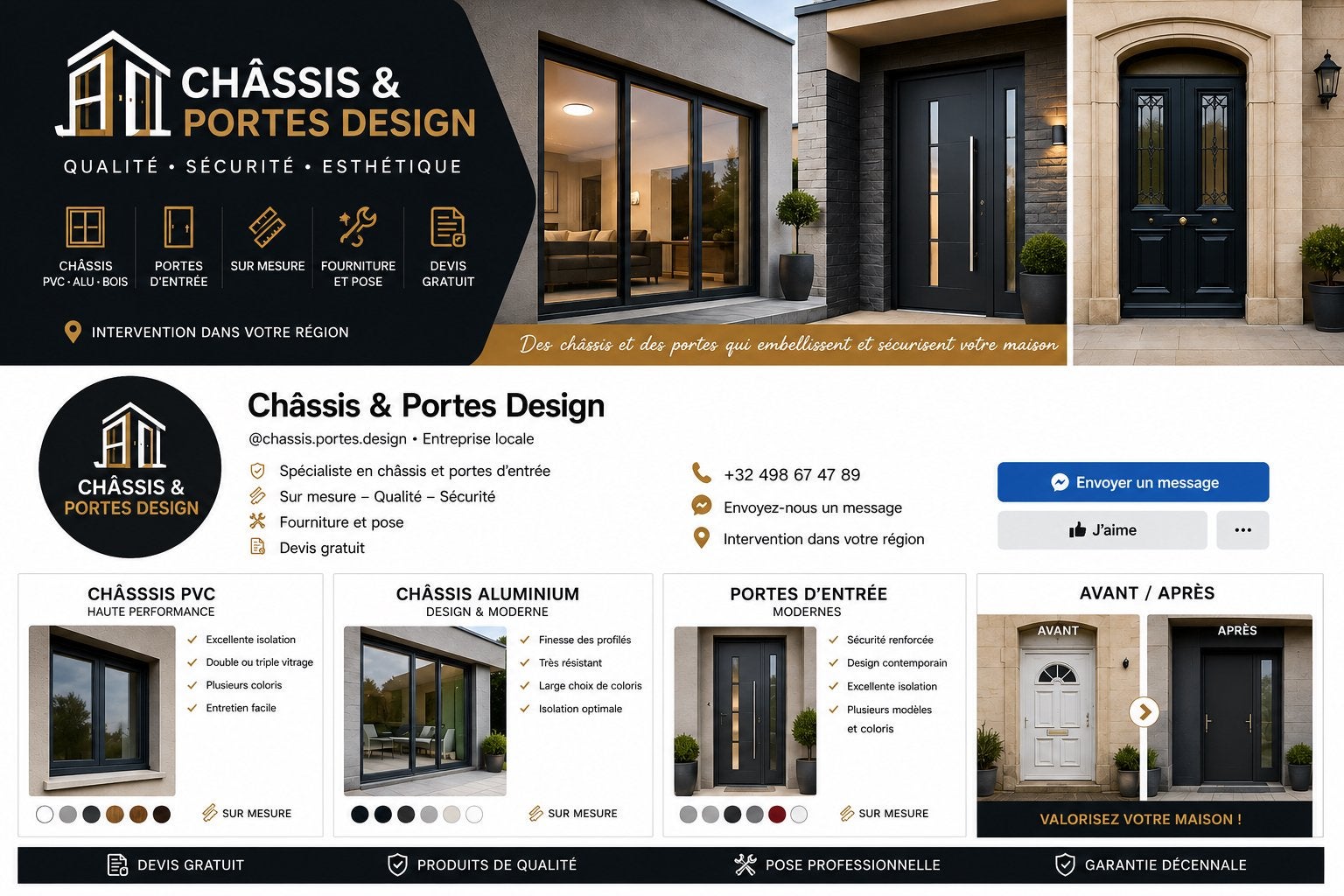 Châssis & Portes Design, Bricolage & Construction, Envoi, Aluminium
