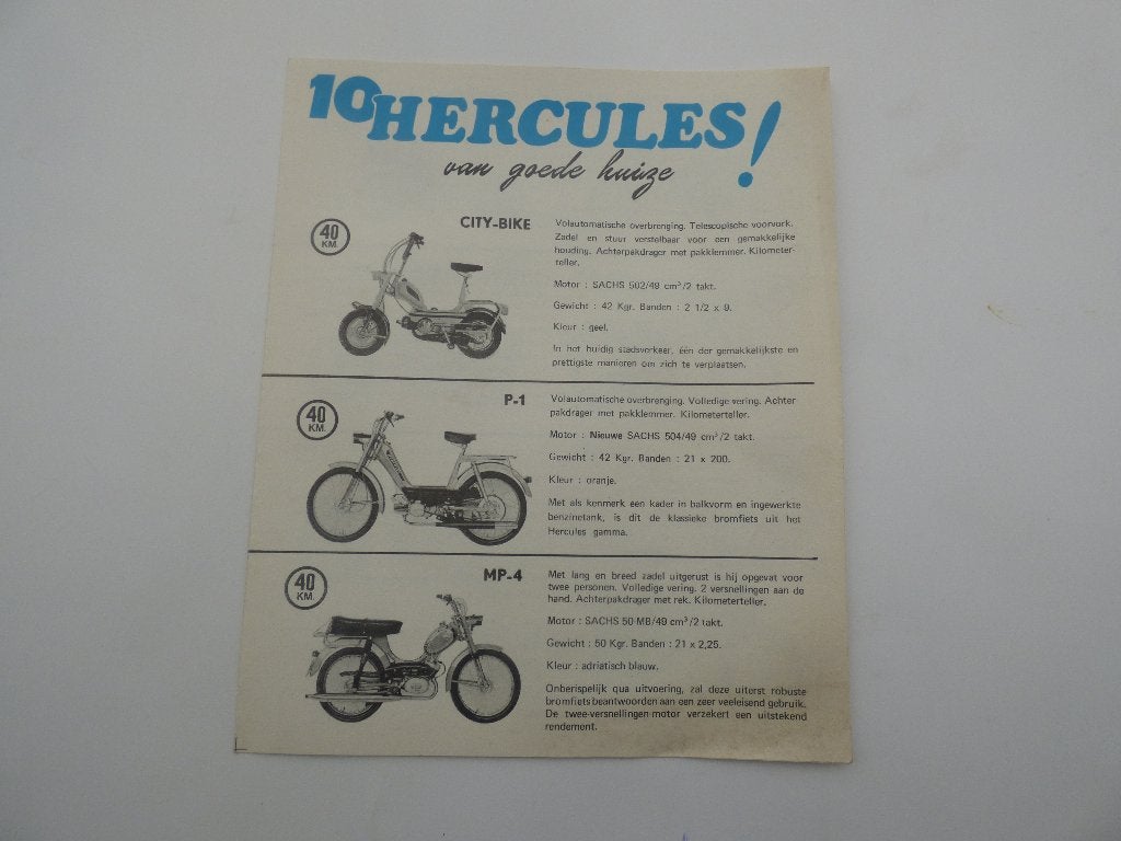 BROCHURE HERCULES, Vélos & Vélomoteurs, Enlèvement ou Envoi, Utilisé