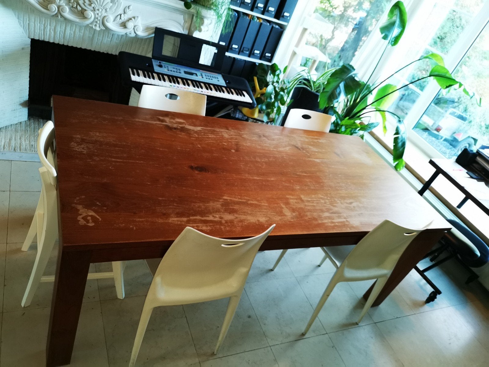 Zware vol houten tafel, Ophalen, Gebruikt, 50 tot 100 cm, 150 tot 200 cm