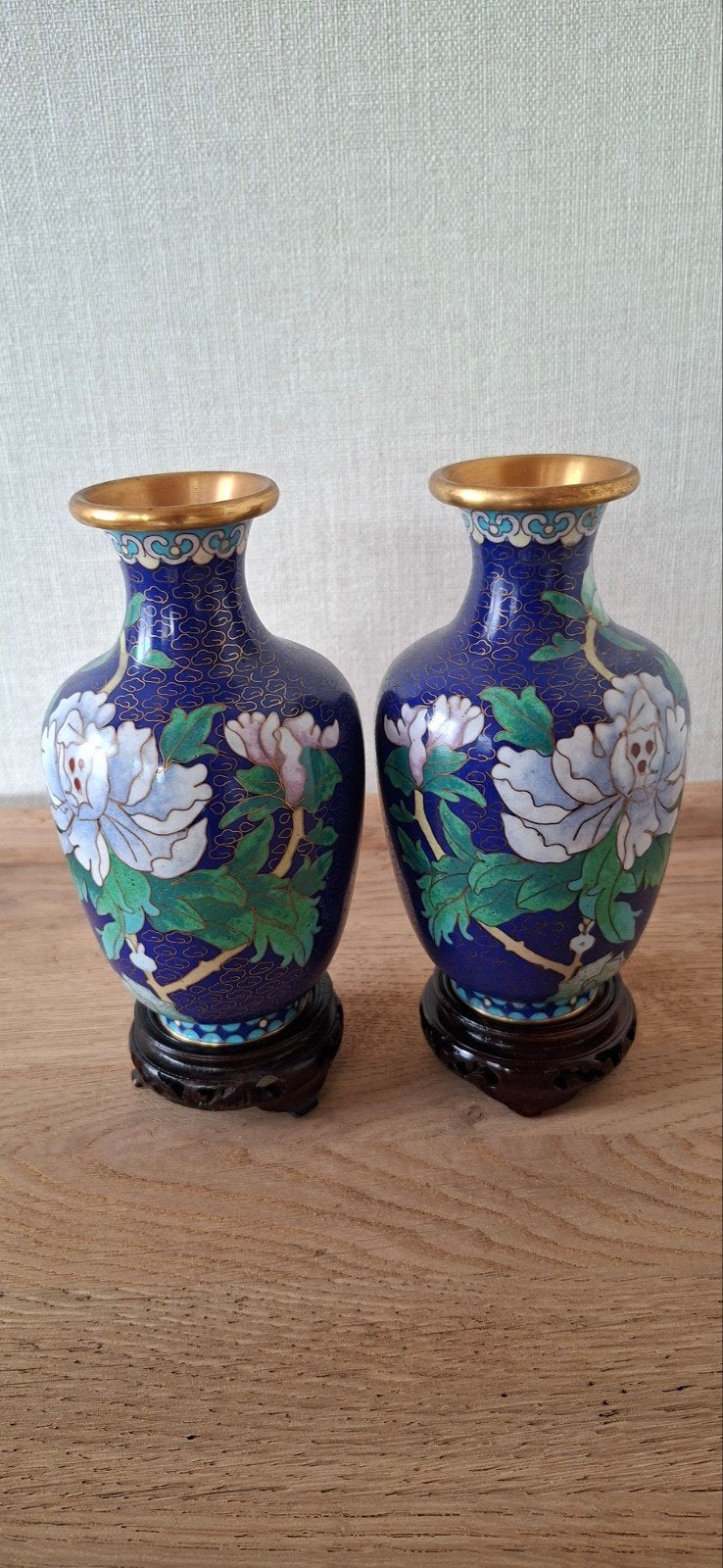 2 vases cloisonnés chinois vintage, Enlèvement