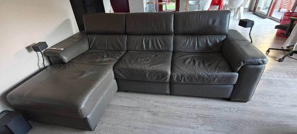 Canapé relax avec fauteuil en cuir, 125 cm ou plus, 150 cm ou plus, Cuir, Enlèvement