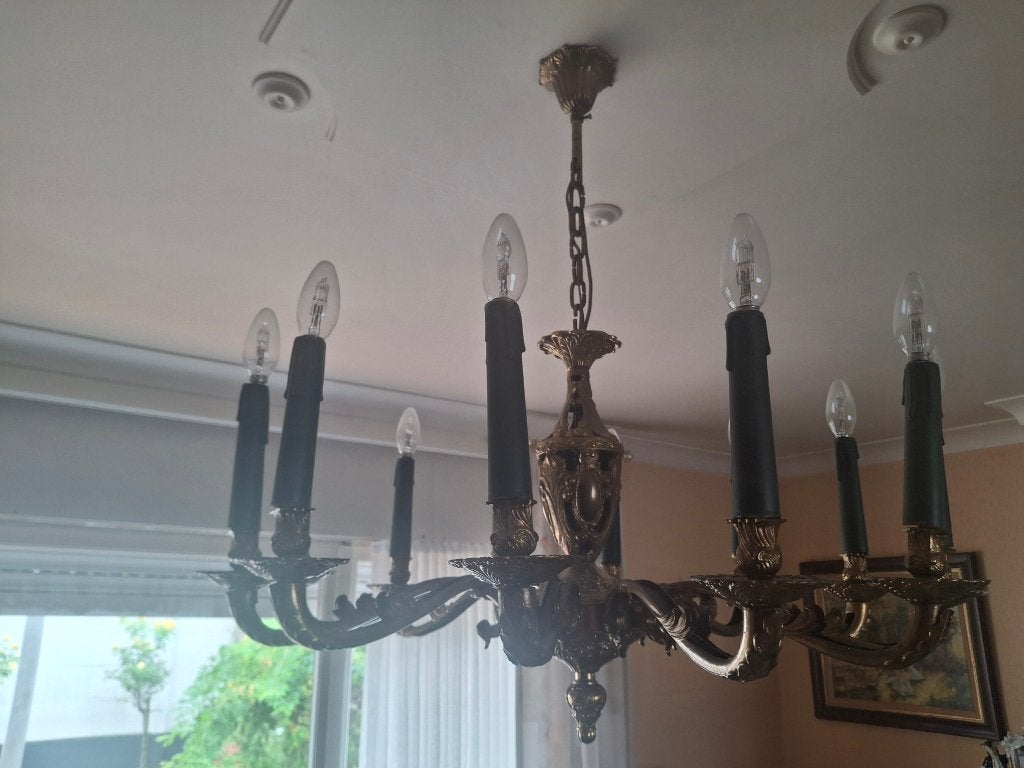 kroonluchter vintage groot model, Ophalen, Gebruikt, Overige materialen, E14 (klein)