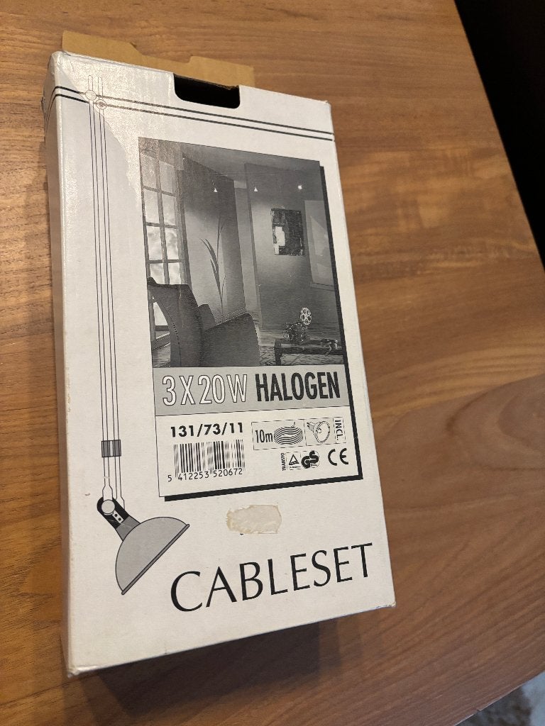 cable set met 3x20w hallogeen lampen, Ophalen, Zo goed als nieuw, 30 tot 60 watt