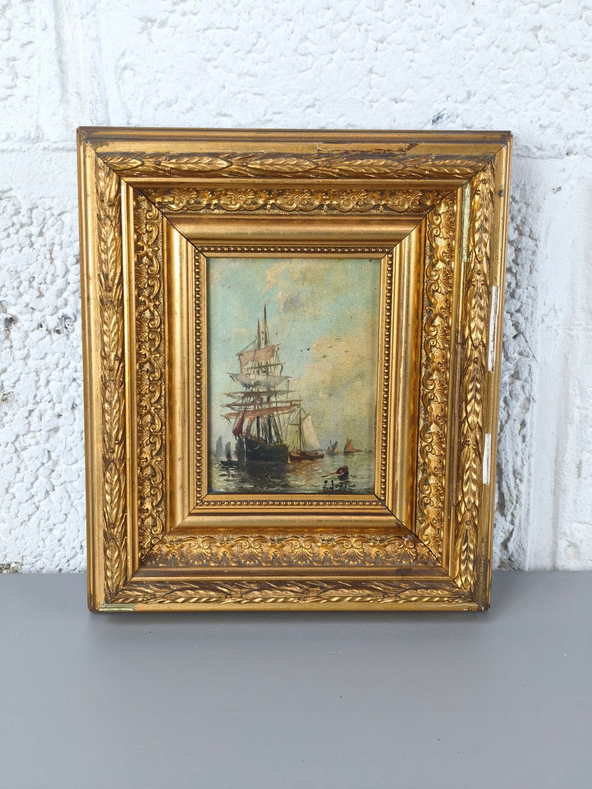 oud maritiem schilderijtje, Antiquités & Art, Art | Peinture | Classique, Signé, Enlèvement ou Envoi