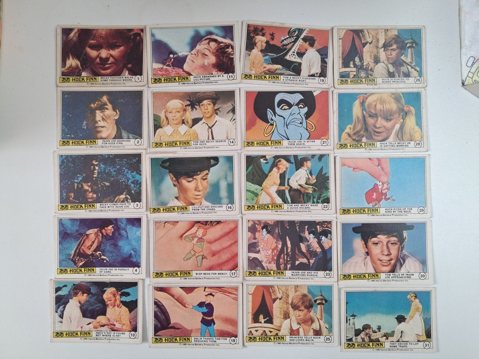 vintage A&BC chromo's TV series Huck Finn 1968, Ophalen of Verzenden, Gebruikt, Meerdere plaatjes