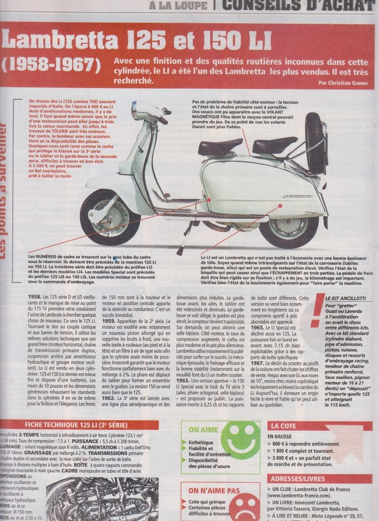 Scooters Lambretta 125LI / 150 LI collection, Livres, Journaux & Revues, Envoi, Utilisé