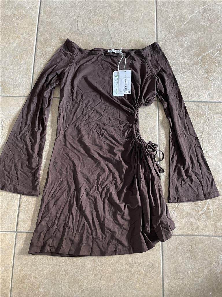 jurk - NA-KD Brown - mini dress maat S, Kleding | Dames, Jurken, Ophalen of Verzenden, Zo goed als nieuw, Maat 36 (S)