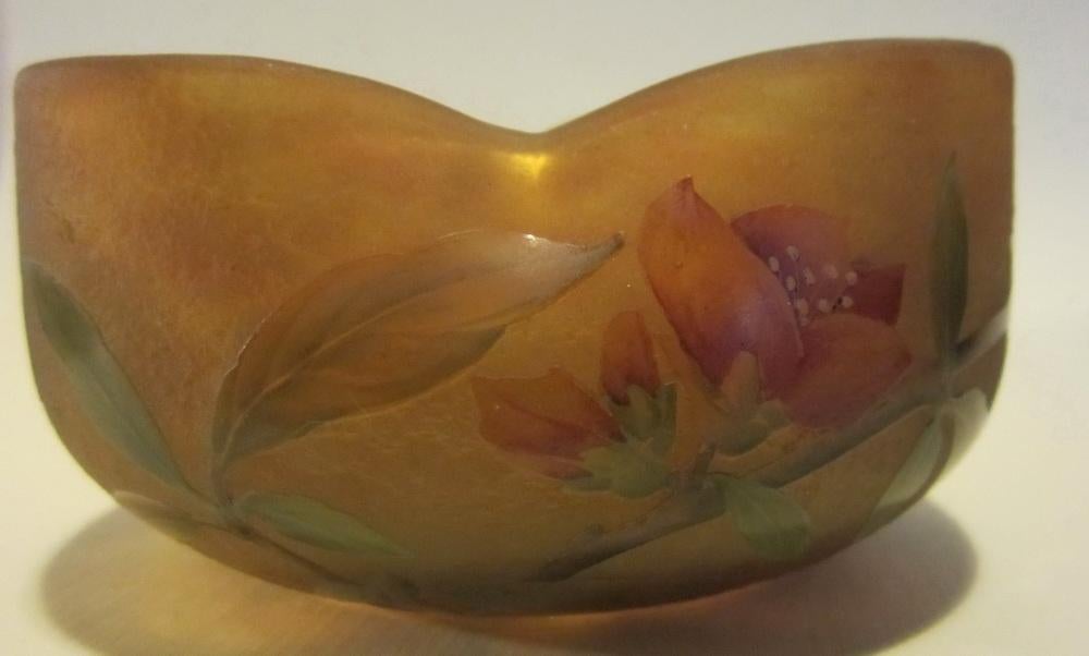 Coupe Daum Nancy ancienne en verre camée, fleurs, Antiquités & Art, Envoi