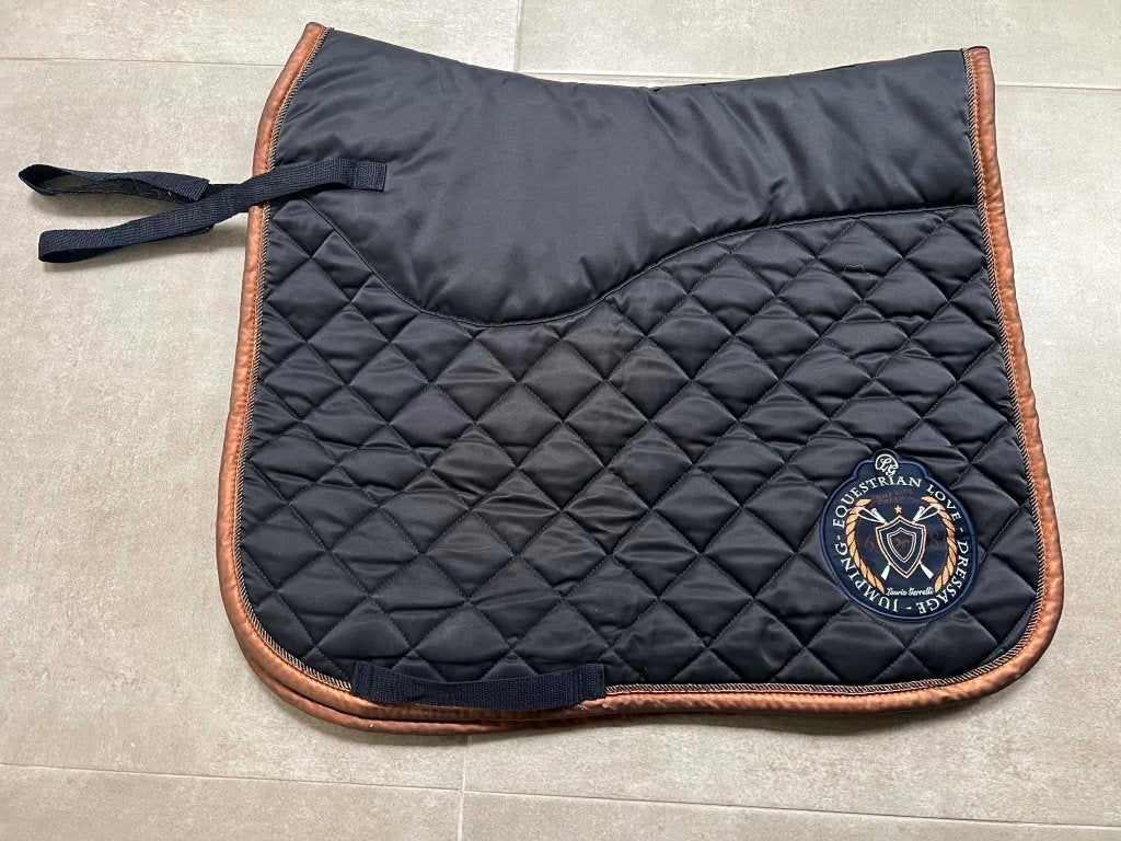 Zwart-gouden dressuur zadeldoek / onderlegger, maat Full, Dieren en Toebehoren, Full (L), Gebruikt, Ophalen of Verzenden, Zwart