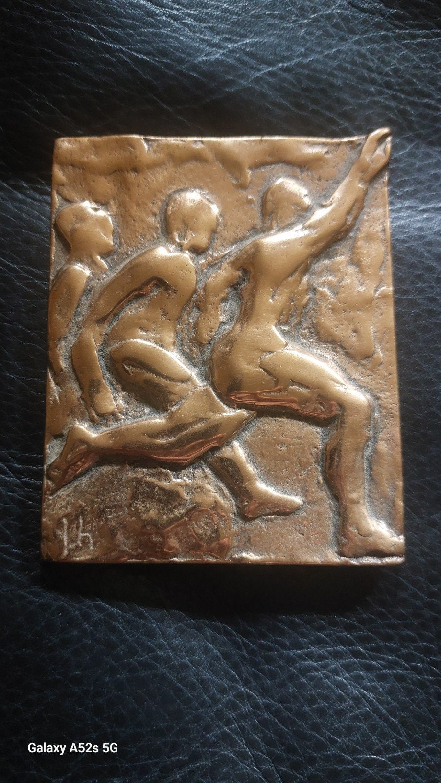 Plaque en relief Art Déco en forme d'art solide., Enlèvement ou Envoi, Bronze