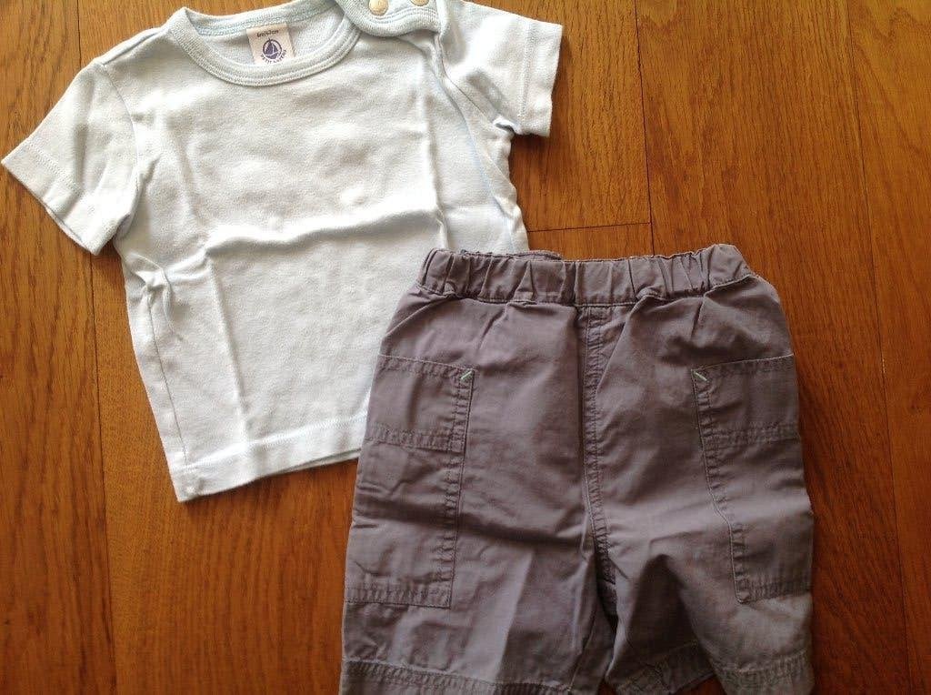 Ensemble short / tee-shirt Petit Bateau 6 mois, Garçon, Ensemble, Enlèvement, Utilisé