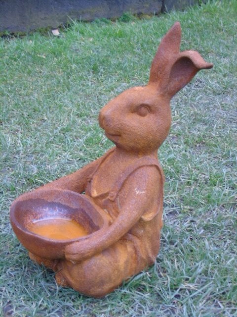 statue un lapin assis avec plateau en fonte rouillé, Enlèvement ou Envoi, Neuf