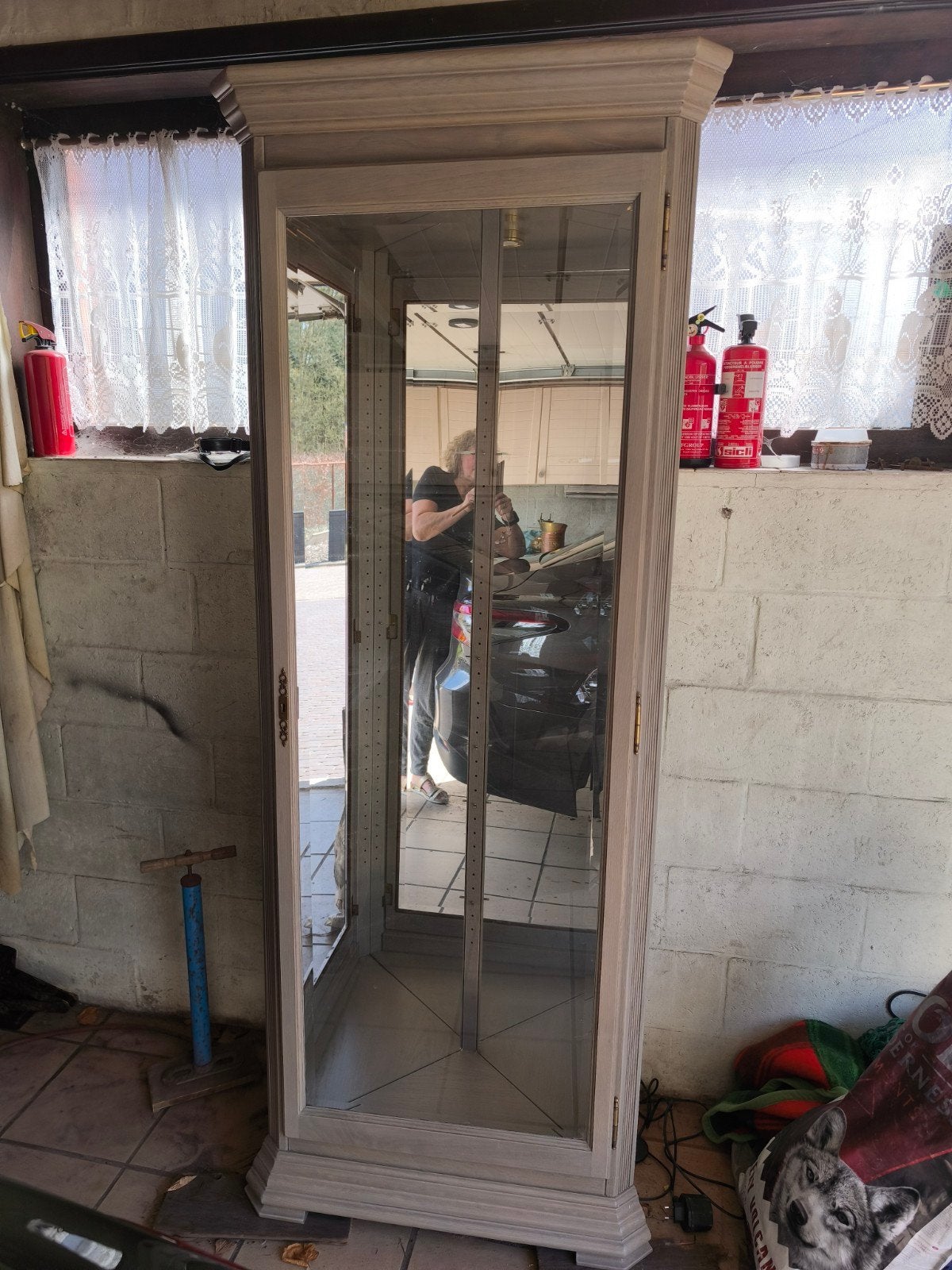 Eiken hoekkast met spiegelwanden en verlichting, Huis en Inrichting, Ophalen, Eikenhout, 50 tot 100 cm, Zo goed als nieuw