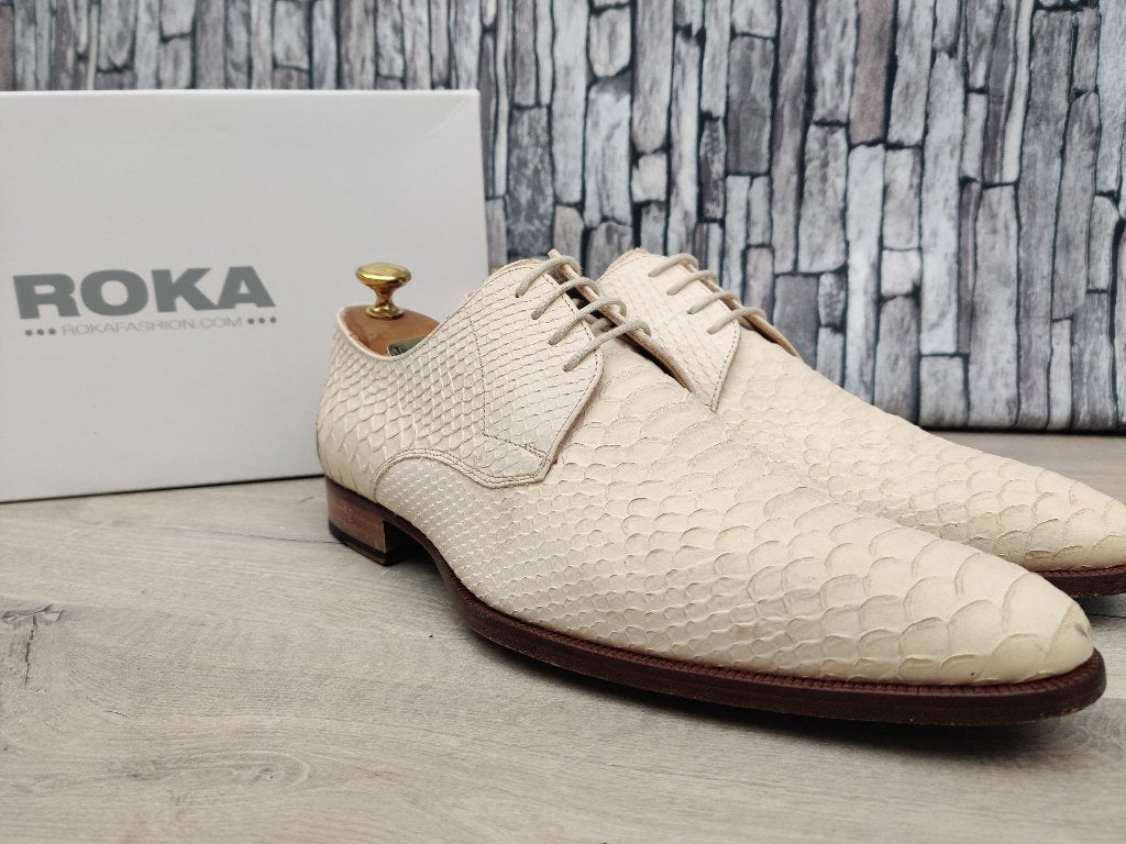 Roka Beige Croco schoenen voor heren - Mt 43 (9UK), Vêtements | Hommes, Chaussures, Comme neuf, Chaussures à lacets, Blanc, Envoi