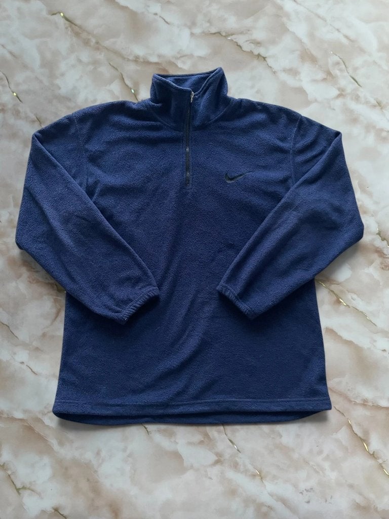 Vintage Nike Navy 1/4 Zip Fleece Pullover - Size: XXXL, Nike, Overige maten, Zo goed als nieuw, Verzenden