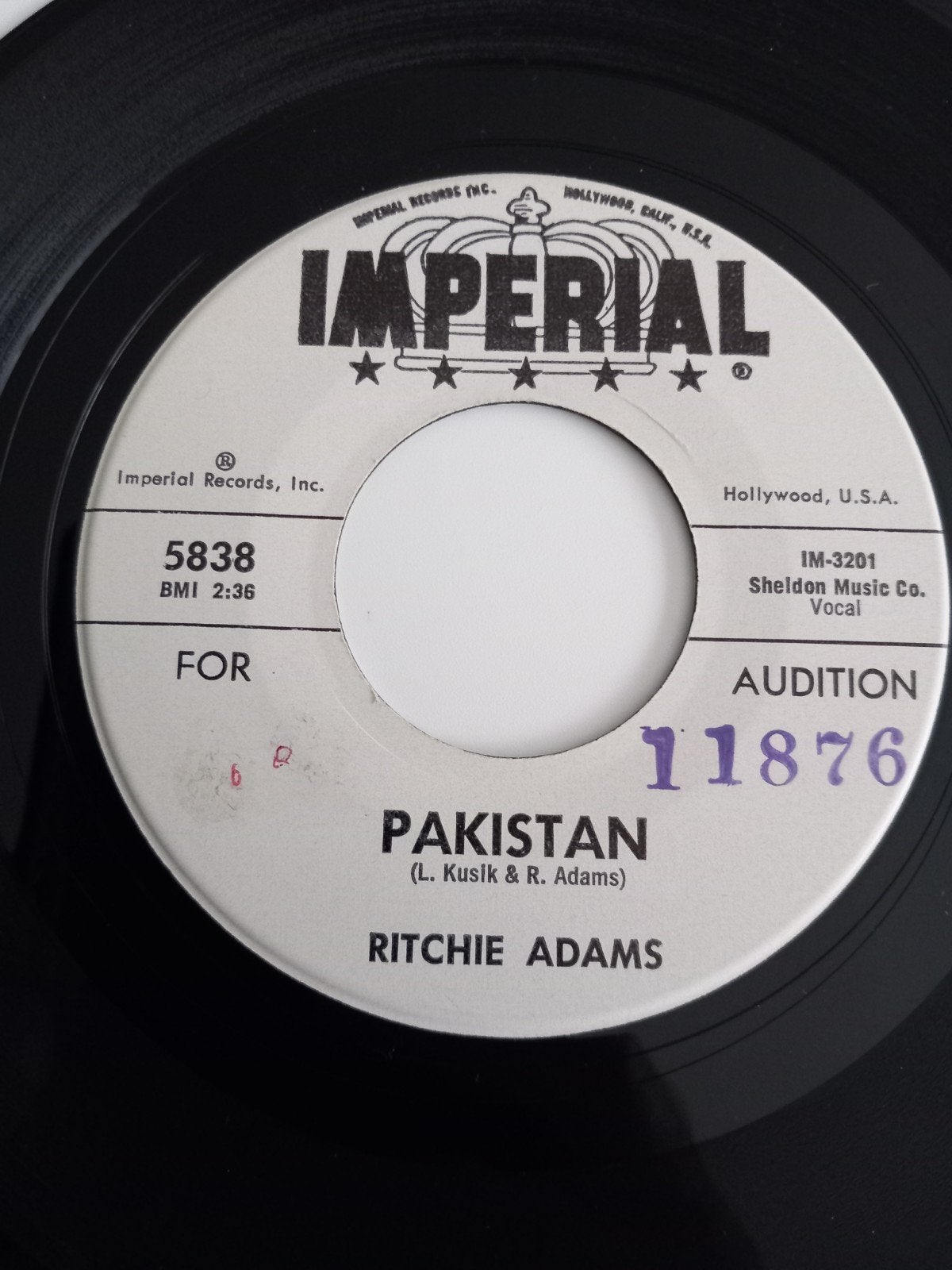RITCHIE ADAMS. PAKISTAN. USA 45T, Enlèvement ou Envoi